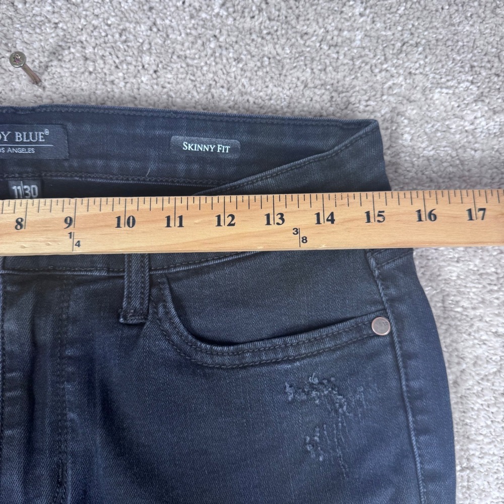 Judy Blue Black Distressed Skinny Jeans Leopard Patch Raw Hem JB82168BK 11/30 - Picture 10 of 12